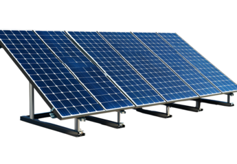 photovoltaic panels on a white background, photorealistic, hyperrealistic, in the style of stock photography