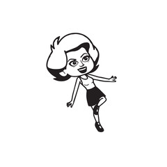 Beautiful Woman Black and White Vector Image Illustration Fashion Girl Portrait Line Art Drawing