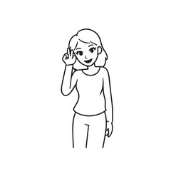 Beautiful Woman Black and White Vector Image Illustration Fashion Girl Portrait Line Art Drawing