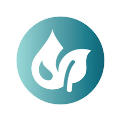 Natural oil with leaf and drop label. Organic oil colorful sticker.