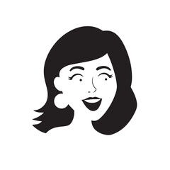 Beautiful Woman Black and White Vector Image Illustration Fashion Girl Portrait Line Art Drawing