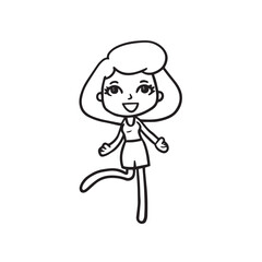 Beautiful Woman Black and White Vector Image Illustration Fashion Girl Portrait Line Art Drawing
