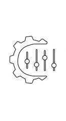 Gear control adjustment setting configuration icon outline technology interface minimal design black and white engineering system process management tool automation digital equipment mechanism