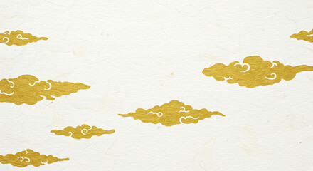 日本らしい雲のイラスト、和風背景素材、和紙、霞雲