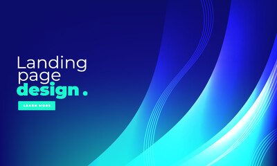 Modern Landing Page Design with Blue Gradient Background and Elegant Curved Line Elements for Professional Websites and Digital Presentations