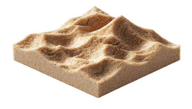 Beige, sculpted, textured square; resembling sand dunes