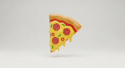 Delicious pepperoni pizza slice with melting cheese food illustration restaurant menu design 3d render