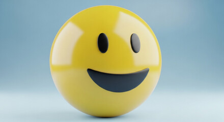 Fototapeta premium Yellow emoji smiley face happy expression 3d rendering for social media and communication design element