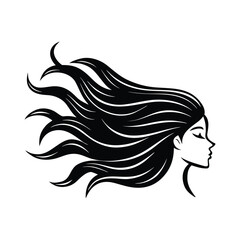 Stylish silhouette of a woman with long black hair, a beautiful vector illustration for fashion and