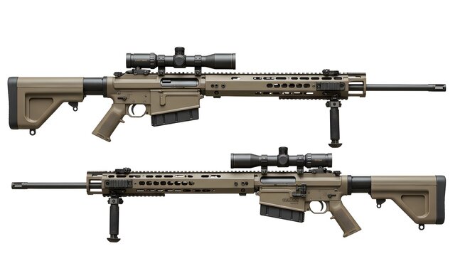 Top and Side View of a CheyTac M200 Intervention Military Anti-Material Rifle