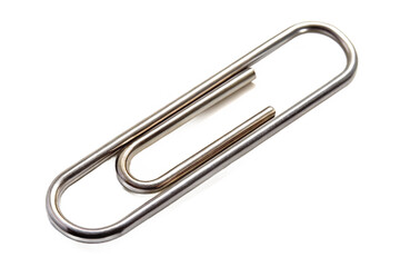 Single metal paper clip isolated on black isolated no background no shadow detailed texture transparent background