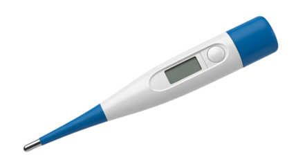 Modern digital thermometer with blue accents ready for health monitoring and medical use