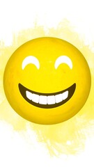 Happy emoji face with sunburst background