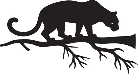 Black vector silhouette of a wild cat illustration