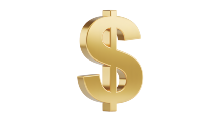 Shiny golden dollar sign symbolizing wealth and financial success in a bold 3D render