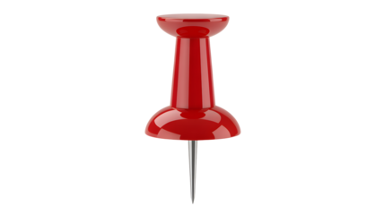 Shiny red thumbtack sharp point ready for important fastening tasks
