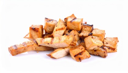 Grilled chicken cubes and strips