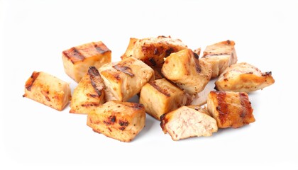 Grilled chicken cubes and strips