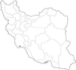 Iran's Topography and Administrative Districts Map, High-Resolution Illustration