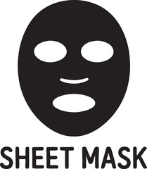 Sheet face mask silhouette vector, skincare icon, perfect for beauty and wellness designs.