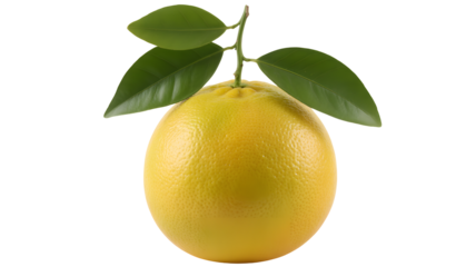 Vibrant ripe grapefruit with fresh green leaves, perfect for healthy lifestyle and food concepts