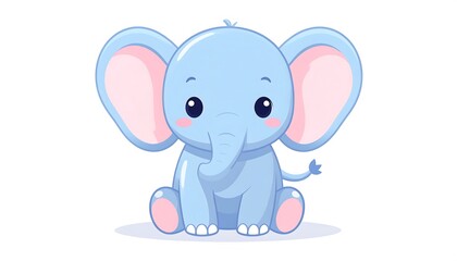 Fototapeta premium Cute light blue elephant sitting