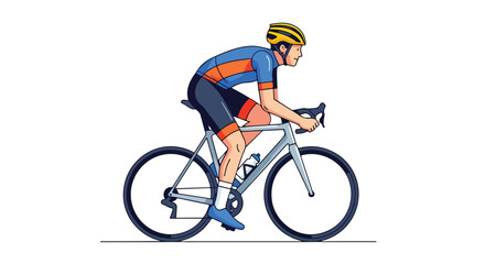 Obraz premium Cyclist determined focused energy vector design with streamlined modern bicycle illustration on a white background showcasing performance and