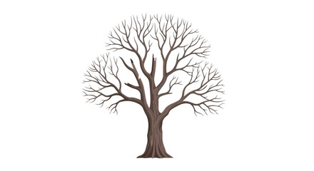 Fototapeta premium Stylized stark tree with bare branches against a pristine white background offering a minimalist design element with a natural aesthetic illustration