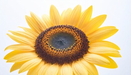 Fototapeta premium Sunflower with Dewdrops, isolated on white background 