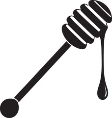 Ornate Honey Dipper Silhouette | Black Illustration Vector