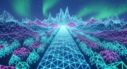 Glowing Path Through a Futuristic Landscape.