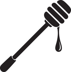 Ornate Honey Dipper Silhouette | Black Illustration Vector