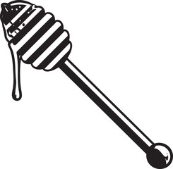 Ornate Honey Dipper Silhouette | Black Illustration Vector