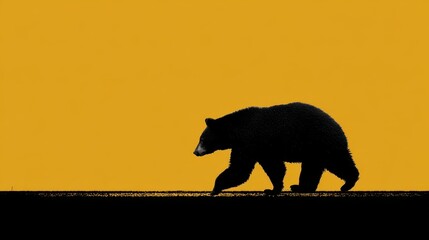 Black Bear Road Sign: Warning for Animal Crossing on Nature Silhouette
