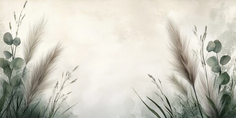 Floral art with pampas grass, eucalyptus, and other botanicals