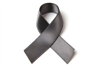 Brain Cancer Ribbon in Grey Isolated on White Background for Awareness