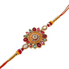 Raksha Bandhan: Vibrant Jewel-Encrusted Rakhi - Indian Festival Bracelet on transparent background