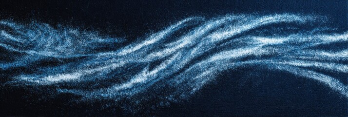 Abstract Blue and White Wave Patterns Flowing Across a Dark Background Conveying Movement and Serenity