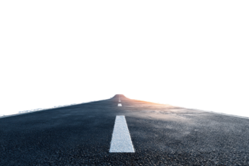 Isolated Asphalt Road Leading to Horizon on Transparent Background