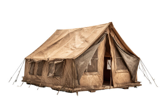 Weathered Canvas Tent on Transparent Background