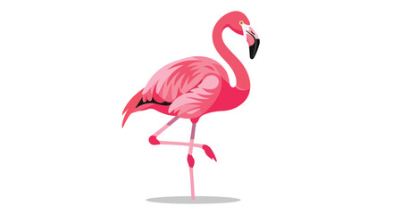 Fototapeta premium Elegant pink flamingo in a striking pose, a whimsical illustration of a tropical bird showcasing its vibrant plumage and distinctive silhouette