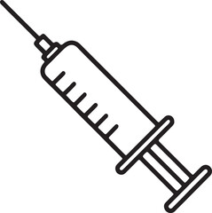 Clean syringe vector line art illustration, minimalist vaccination needle outline for medical and healthcare designs.