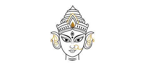 Minimalistic Line Art Vector of Goddess Durga