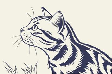 Classic Ink Sketch of American Shorthair Cat