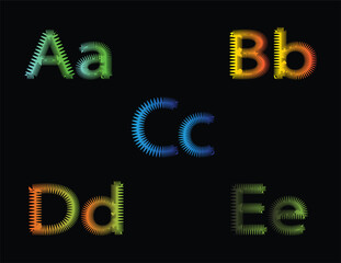 This vector file features a set of uppercase and lowercase letters of the alphabet in a vibrant, spiky 3D style with modern gradients. Ideal for graphic design projects, educational materials, brandig