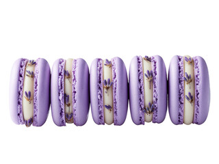 Delightful Lavender Macarons in a Row, a Stunning Culinary Display of Purple Perfection
