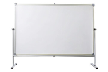 Empty whiteboard on stand for presentations and meetings isolated with no background transparent background