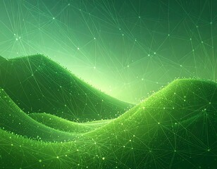 A serene landscape of interconnected green lines and points, showcasing a network of data or digital connections.