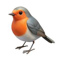 3d realistic european robin bird