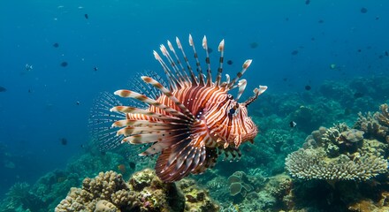 Lionfish among coral reef